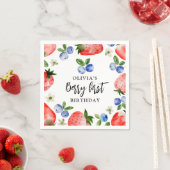 ベリーファーストストロベリーブルーベリー誕生日 スタンダードカクテルナプキン (インサイチュ)