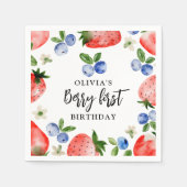 ベリーファーストストロベリーブルーベリー誕生日 スタンダードカクテルナプキン (正面)