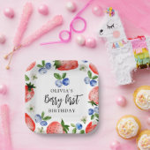 ベリーファーストストロベリーブルーベリー誕生日 ペーパープレート (パーティー)