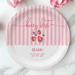 ベリーファーストストロベリーレッドガール1st誕生日パーティー ペーパープレート