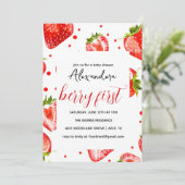 ベリーファーストストロベリー誕生日招待状レッド 招待状 (スタンド正面)