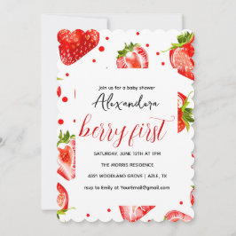 ベリーファーストストロベリー誕生日招待状レッド 招待状