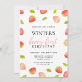 ベリーファーストストロベリー誕生日 招待状 (正面)