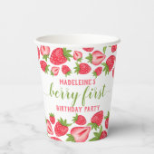 ベリーファーストストロベリー1歳の誕生日パーソナライズされた 紙コップ (裏面)