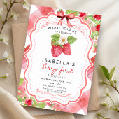 ベリーファーストストロベリー1st夏誕生日ギンガム 招待状