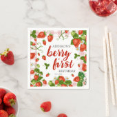 ベリーファーストストロベリー1st誕生日パーティーカスタム スタンダードカクテルナプキン (インサイチュ)