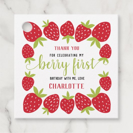 ベリーファーストストロベリー1st誕生日パーティーカスタム フェイバータグ (正面)