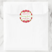 ベリーファーストストロベリー1st誕生日パーティーカスタム ラウンドシール (バッグ)