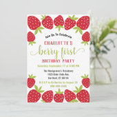 ベリーファーストストロベリー1st誕生日パーティーカスタム 招待状 (スタンド正面)