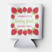 ベリーファーストストロベリー1st誕生日パーティーカスタム 缶クーラー (正面)