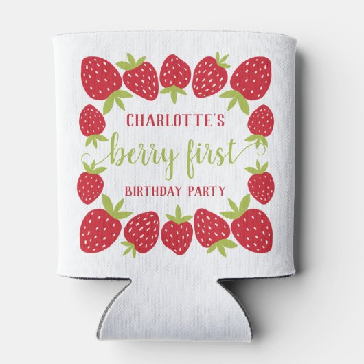 ベリーファーストストロベリー1st誕生日パーティーカスタム 缶クーラー (裏面)