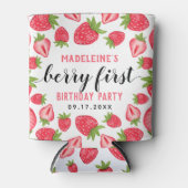 ベリーファーストストロベリー1st誕生日パーティーカスタム 缶クーラー (正面)