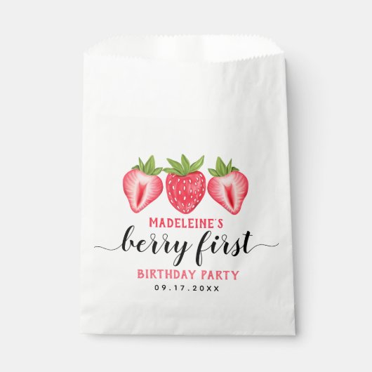 ベリーファーストストロベリー1st誕生日パーティーカスタムF フェイバーバッグ (正面)