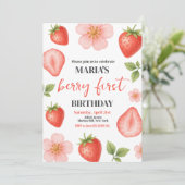 ベリーファーストストロベリー1st誕生日パーティー 招待状 (スタンド正面)