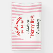 ベリーファーストストロベリー&ボウ1st birthday welcome 横断幕 (縦)