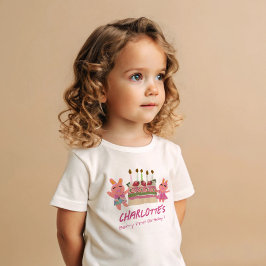 ベリーファーストハッピーバースデーバンニーズアンドケーキ ベビーTシャツ
