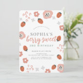 ベリーファーストピンクストロベリーガール誕生日 招待状 (スタンド正面)
