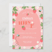 ベリーファーストピンクストロベリービーバースデーパーティー 招待状 (正面)
