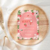 ベリーファーストピンクストロベリービーバースデーパーティー 招待状