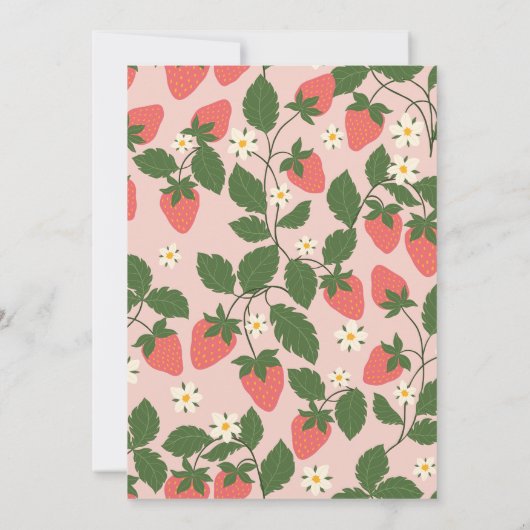 ベリーファーストピンクストロベリーフローラ1st誕生日 招待状 (裏面)