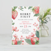 ベリーファーストピンクフローラ1st誕生日招待状 招待状 (スタンド正面)