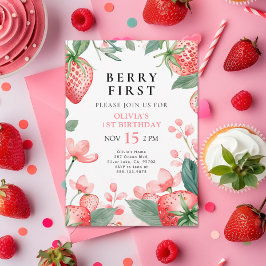 ベリーファーストピンクフローラ1st誕生日招待状 招待状