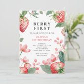 ベリーファーストピンクフローラ1st誕生日招待状 招待状 (スタンド正面)