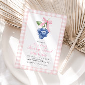 ベリーファーストブルーベリーピンクボウコケット誕生日 招待状