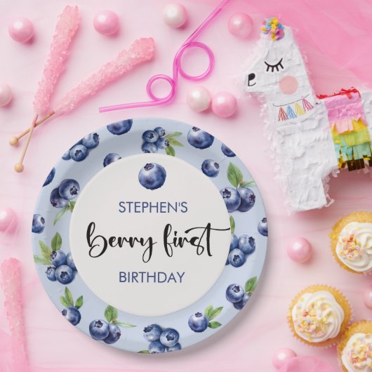 ベリーファーストブルーベリー子供の誕生日 ペーパープレート (パーティー)