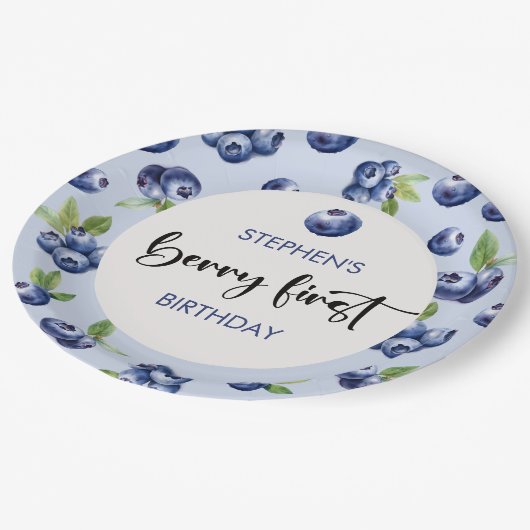 ベリーファーストブルーベリー子供の誕生日 ペーパープレート (アングル)