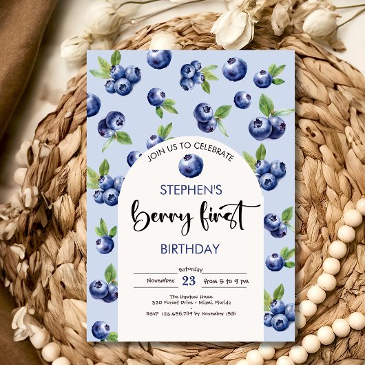 ベリーファーストブルーベリー子供の誕生日 招待状
