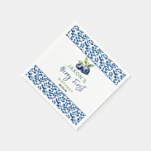 ベリーファーストブルーベリー1st誕生日パーティー スタンダードカクテルナプキン (角)