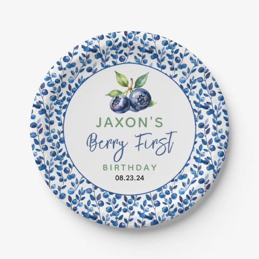 ベリーファーストブルーベリー1st誕生日パーティー ペーパープレート (正面)