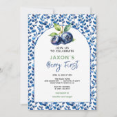 ベリーファーストブルーベリー1st誕生日パーティー 招待状 (正面)
