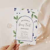 ベリーファーストブルーベリー1st誕生日パーティー 招待状