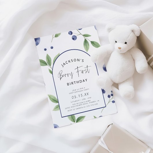 ベリーファーストブルーベリー1st誕生日パーティー 招待状