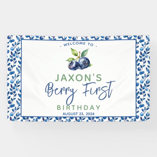 ベリーファーストブルーベリー1st誕生日パーティー 横断幕 (横)