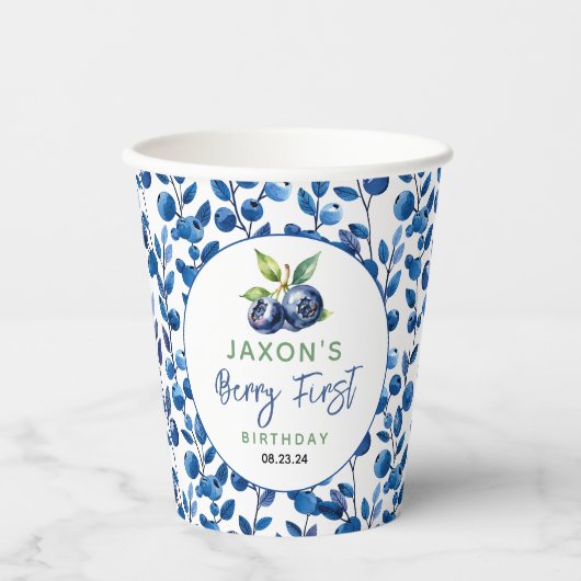 ベリーファーストブルーベリー1st誕生日パーティー 紙コップ (正面)