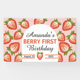 ベリーファーストベビーガールピンク誕生日 横断幕