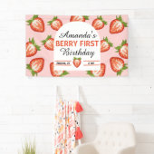 ベリーファーストベビーガールピンク誕生日 横断幕 (インサイチュ)
