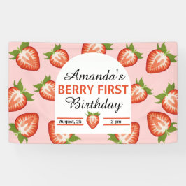 ベリーファーストベビーガールピンク誕生日 横断幕