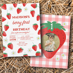 ベリーファーストワン誕生日ストロベリーフォト 招待状