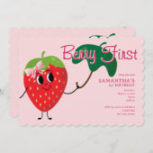 ベリーファースト女の子マンガストロベリー1st誕生日 招待状 (正面/裏面)