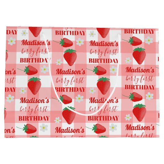 ベリーファースト誕生日いちごファーストネーム ラージペーパーバッグ (裏面)