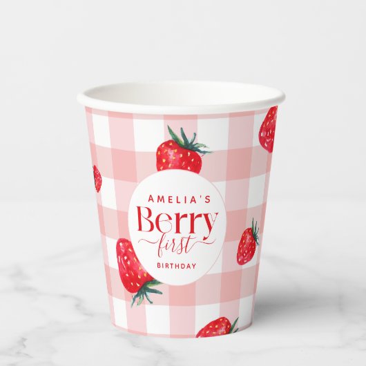 ベリーファースト誕生日いちご女子 紙コップ (正面)