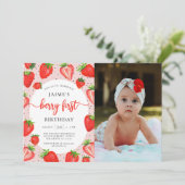 ベリーファースト誕生日いちご1stバースデーフォト 招待状 (スタンド正面)
