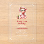 ベリーファースト誕生日いちご1st誕生日パーティー アクリル招待状 (正面)