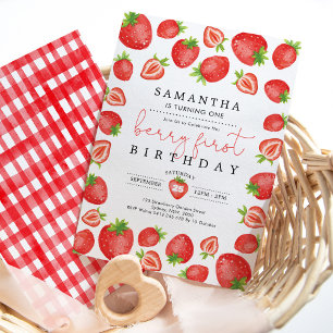 ベリーファースト誕生日いちご1st誕生日パーティー 招待状