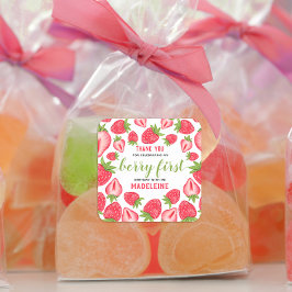 ベリーファースト誕生日かわいいイチゴありがとう スクエアシール