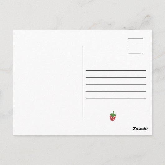 ベリーファースト誕生日かわいいイチゴかわいい女の子 ポストカード (裏面)
